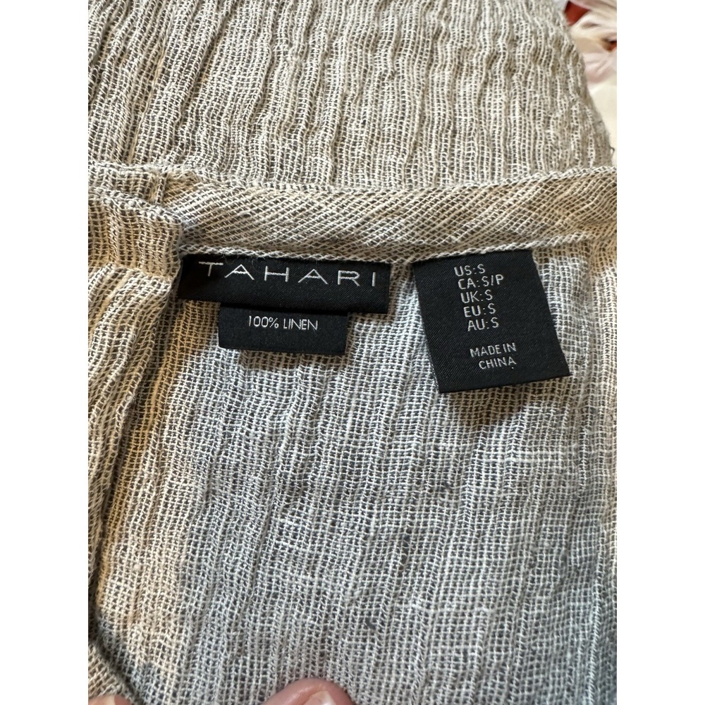 Tahari Loose Weave 100% Linen Oversized Boxy Back Button Up Top Womens Sz S‎ - Picture 6 of 6